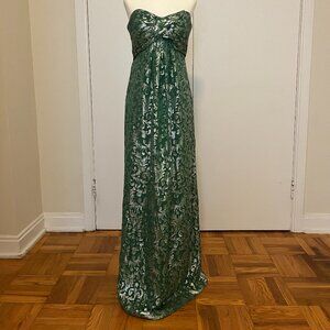 Nicole Miller Green & Silver Strapless Gown NWT